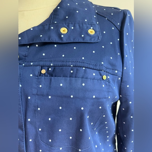 Chico’s Polka Dot Stretch Navy Jacket Blazer - Picture 6 of 12